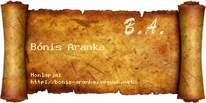 Bónis Aranka névjegykártya
